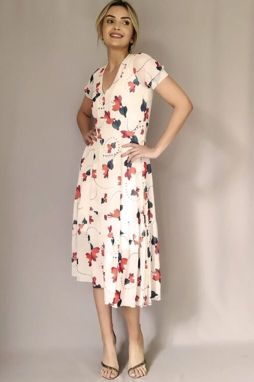 Vestido de tule midi manga bufante /467VDF104