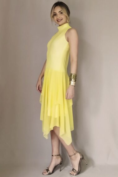 Alternative view of Vestido de tule manga cavada assimétrico /468AMA