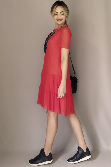 Alternative view of Vestido de tule com decote redondo e mangas bufantes /471LAR