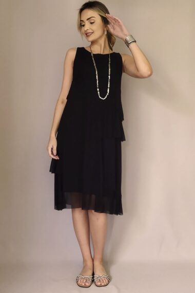 Vestido de tule manga cavada em 4 camadas /476PTO