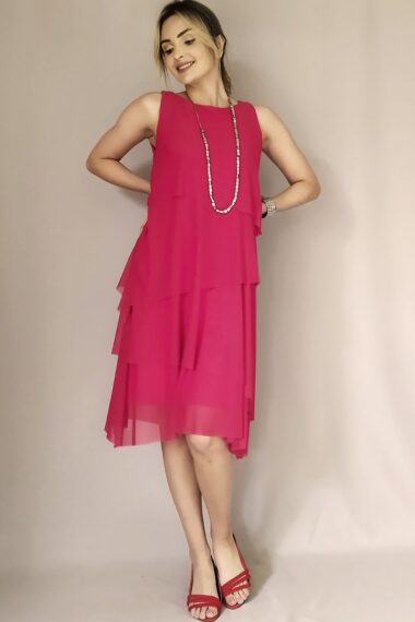 Vestido de tule manga cavada em 4 camadas /476VM3