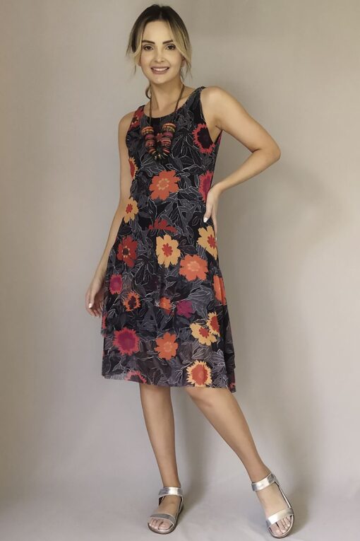 Vestido de tule manga cavada /085TCC213