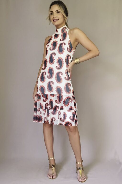 Vestido de tule com gola alta /089VTU234