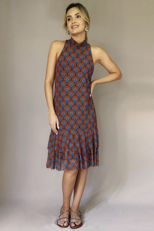 Vestido de tule com gola alta /089VTU229