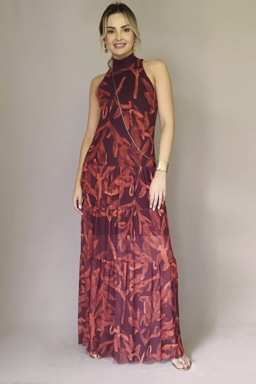 Vestido longo com gola alta /331VLG264