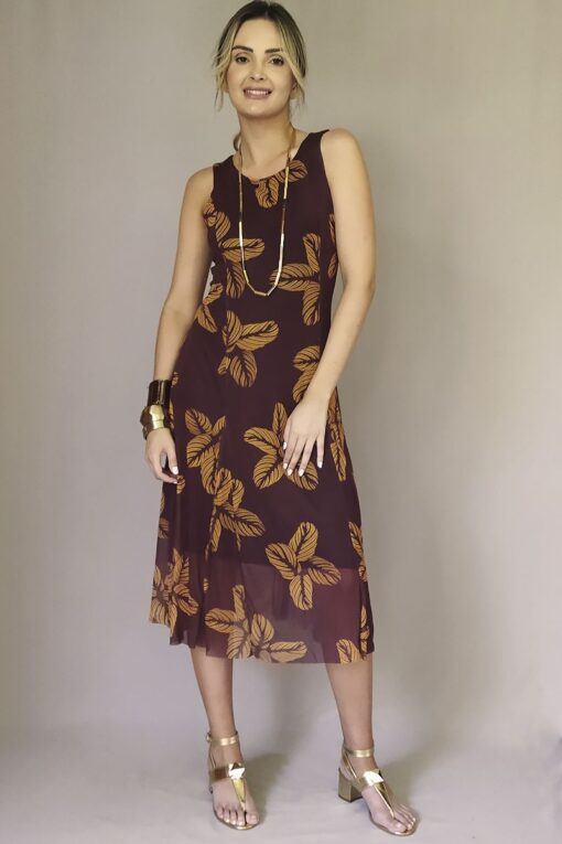 Vestido de tule midi com cortes verticais /340VNG266