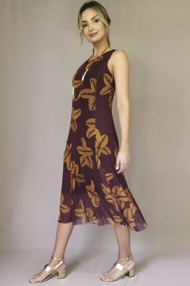 Alternative view of Vestido de tule midi com cortes verticais /340VNG266