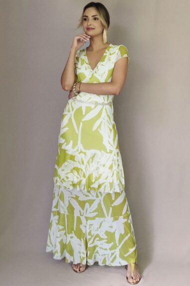 Vestido de tule longo transpassado /342VLV179