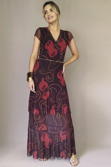 Alternative view of Vestido de tule longo transpassado /342VLV235