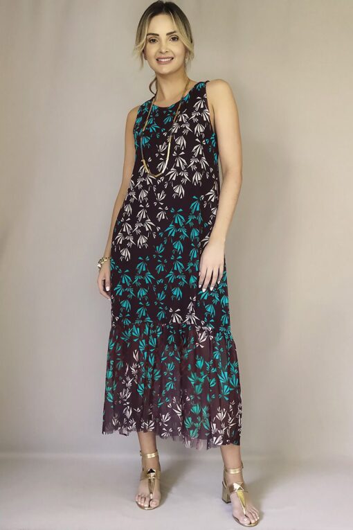 Vestido estilo boho maxi com fenda /423VBF252