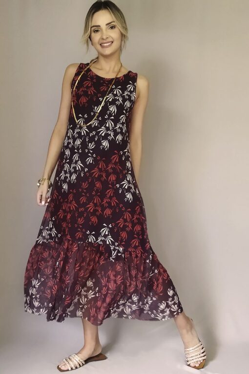 Vestido estilo boho maxi com fenda /423VBF253