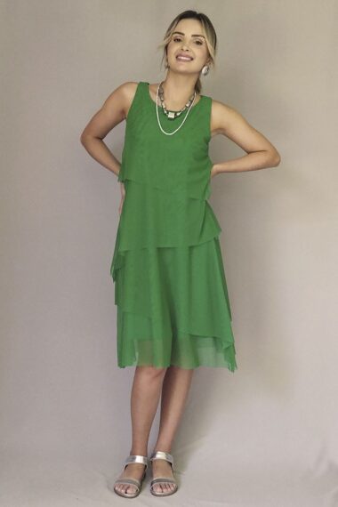 Vestido de tule manga cavada em 4 camadas /476FOL