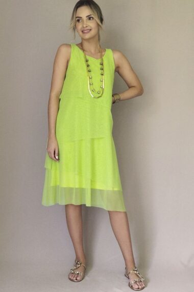 Alternative view of Vestido de tule manga cavada em 4 camadas /476LIM