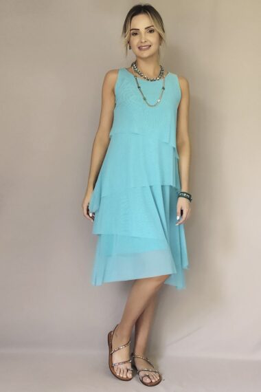 Alternative view of Vestido de tule manga cavada em 4 camadas /476TUR