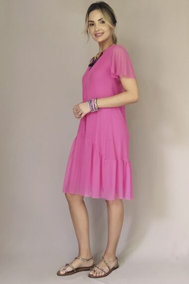 Alternative view of Vestido de tule decote V e manga godê /481PIN