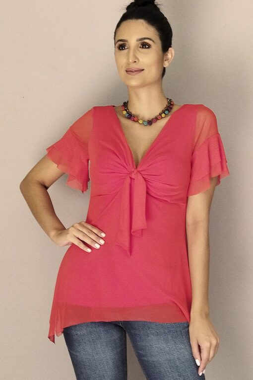 Blusa de tule com amarração no busto /414LAR