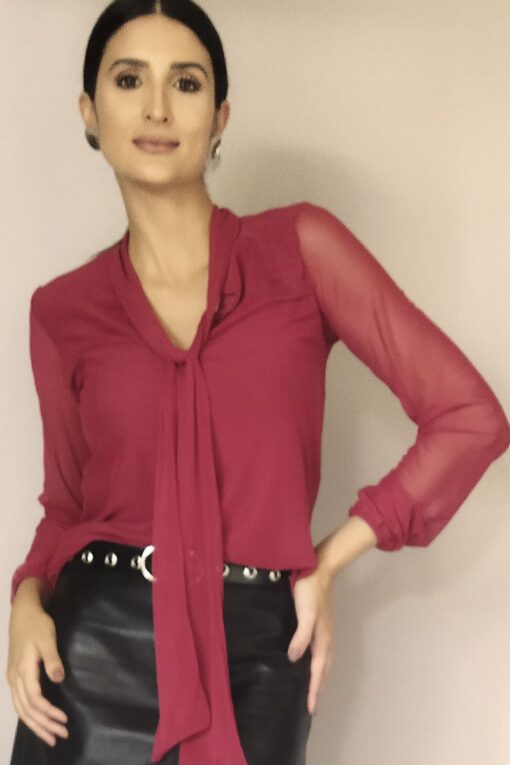 Blusa de tule com decote tipo cachecol /372MAR