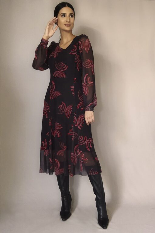 Vestido de tule midi com nesgas /433VLP227