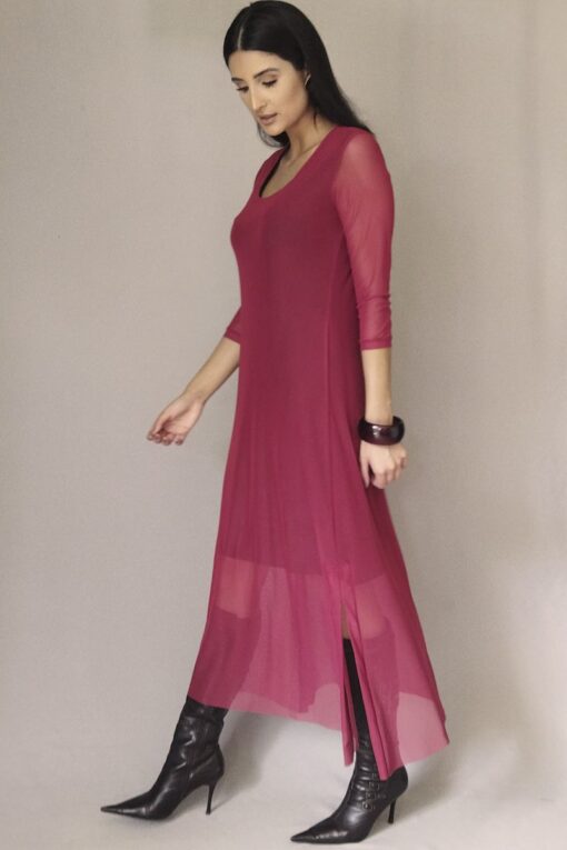Vestido de tule midi com fendas laterais /436MAR