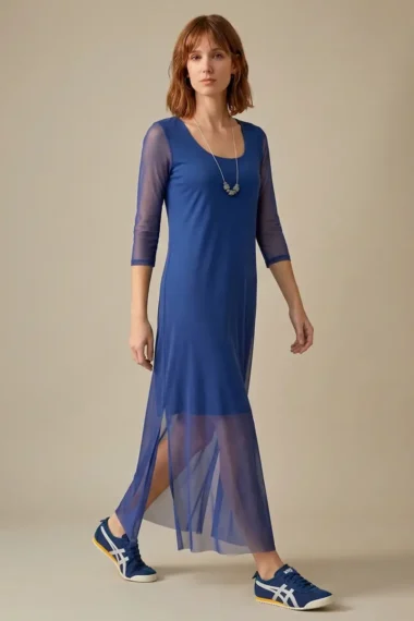 Vestido de tule midi com fendas laterais /436ROY