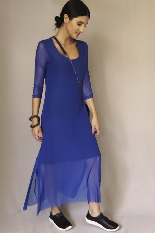 Vestido de tule midi com fendas laterais /436ROY