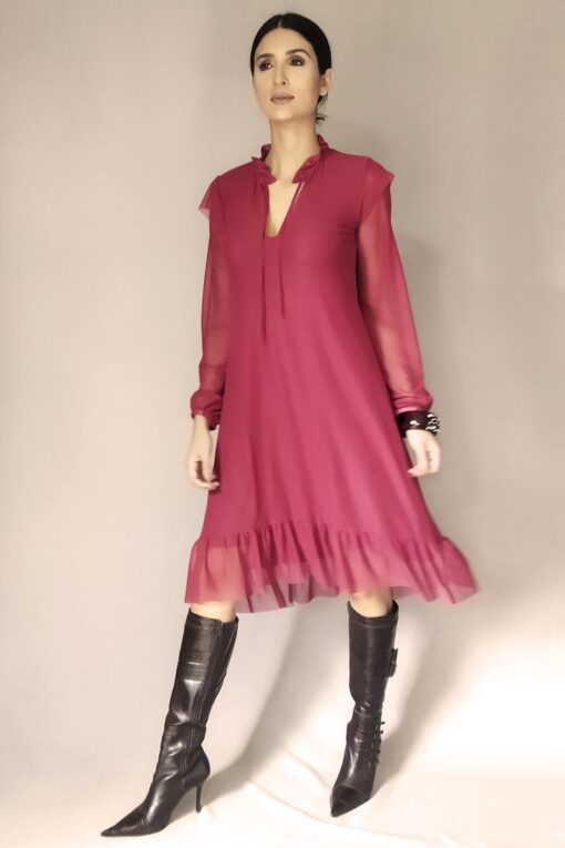 Vestido de tule evasê estilo boho /442MAR