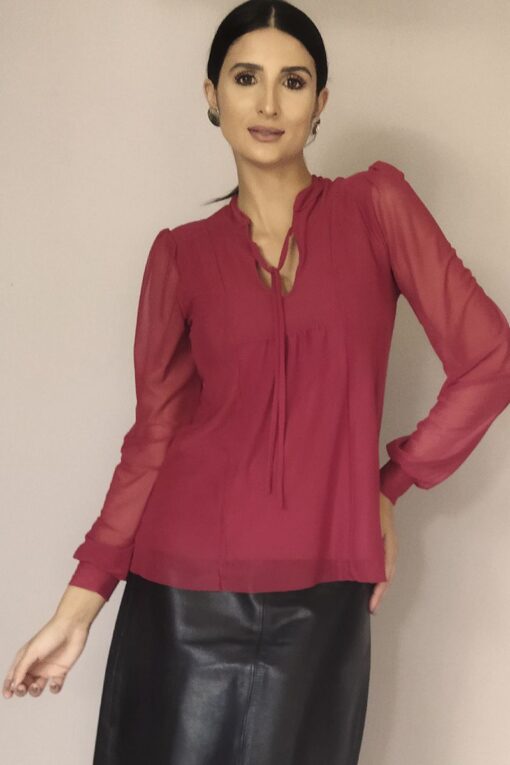 Blusa manga longa com amarração /488MAR