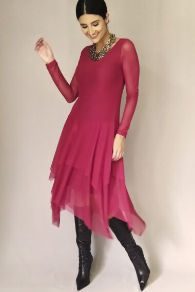 Vestido manga longa com barra em pontas /490MAR