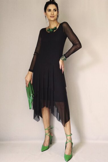 Alternative view of Vestido manga longa com barra em pontas /490PTO