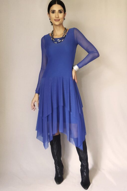 Vestido manga longa com barra em pontas /490ROY