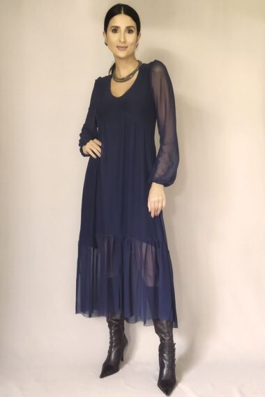 Vestido evasê e decote V  /491AZ1