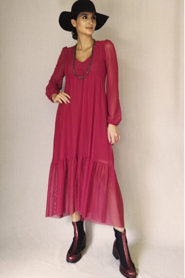 Vestido evasê e decote V  /491MAR