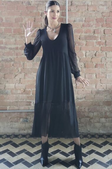 Vestido evasê e decote V  /491PTO