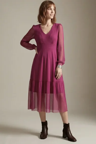 Vestido decote V e manga bufante /492PIT