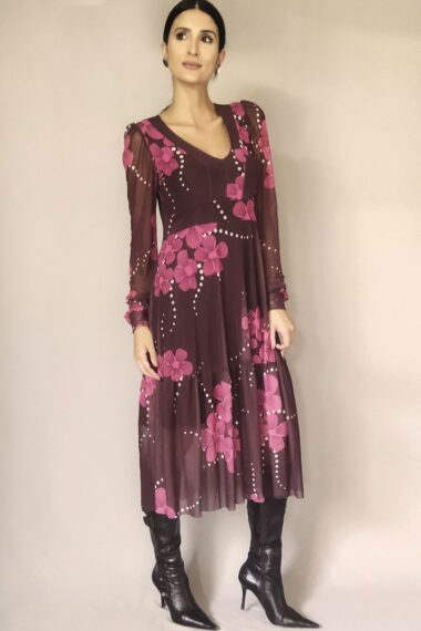 Vestido decote V e manga bufante /492VBF261