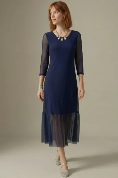 Vestido manga 3/4 e decote redondo /493AZ1