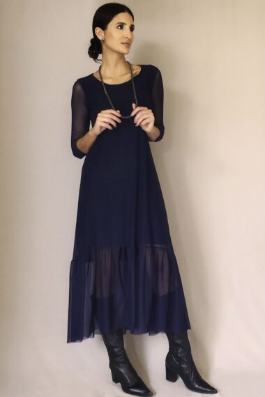 Vestido manga 3/4 e decote redondo /493AZ1