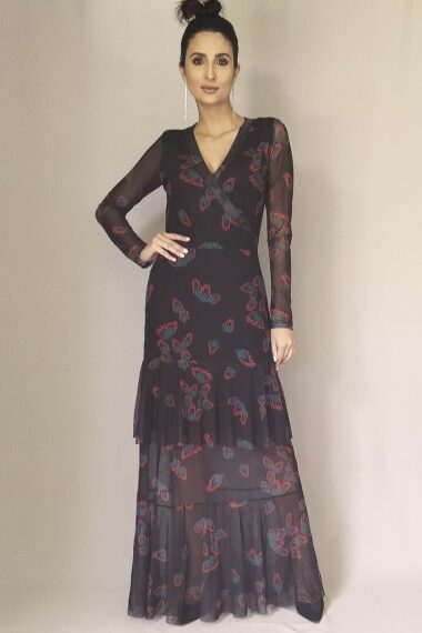 Alternative view of Vestido de tule longo frente transpassada /420VLT137