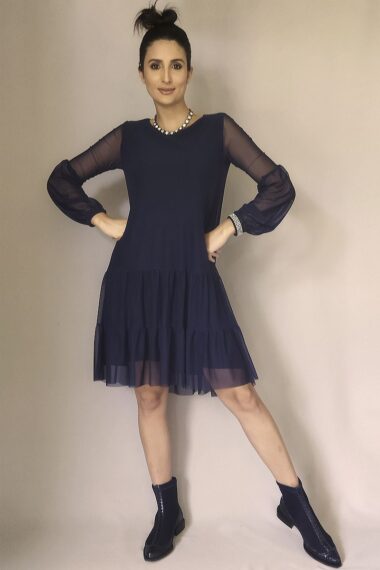 Vestido de tule boho trapézio/430AZ1