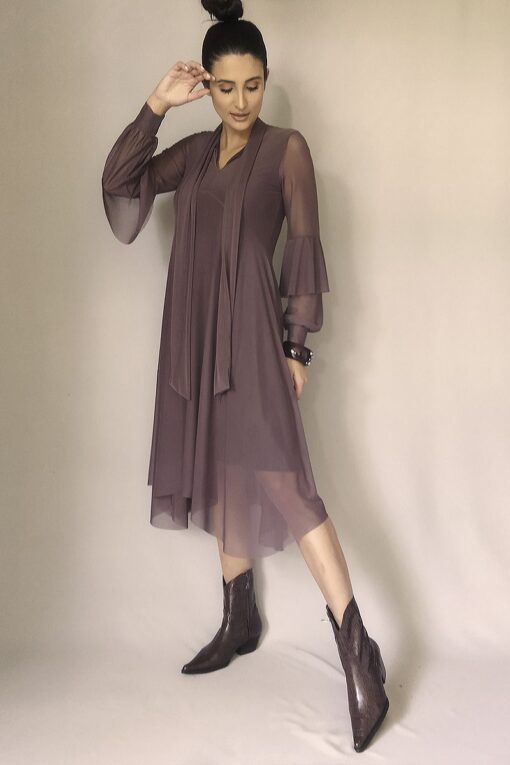 Vestido godê com laço no decote /494CAC