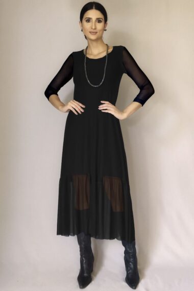 Vestido manga 3/4 e decote redondo /493PTO