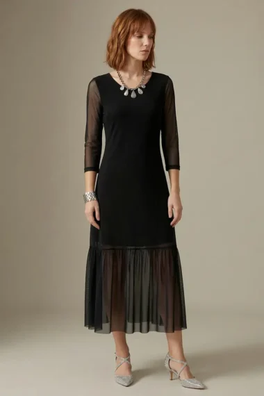 Vestido manga 3/4 e decote redondo /493PTO