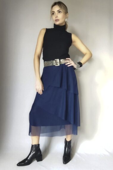 Saia de tule assimétrica / 380AZ1