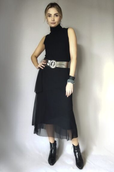 Saia de tule assimétrica / 380PTO