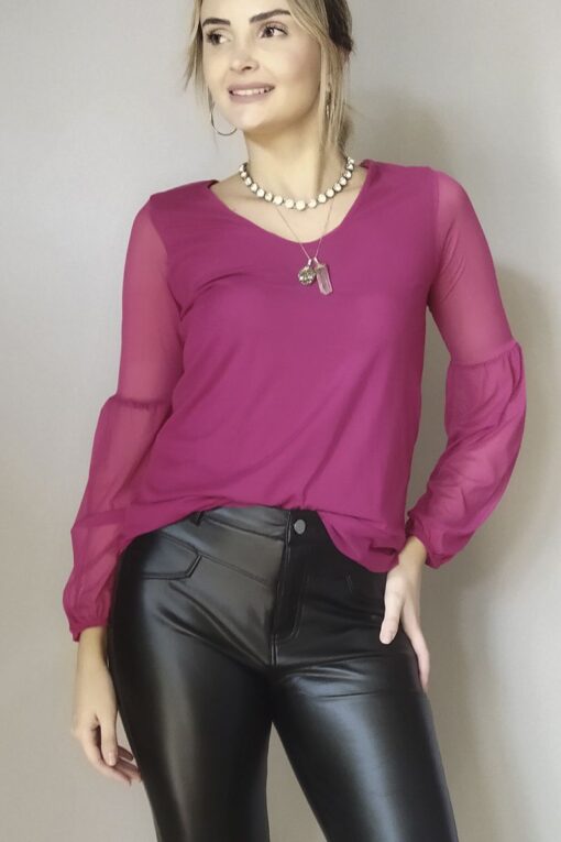 Blusa de tule decote U /403PIT