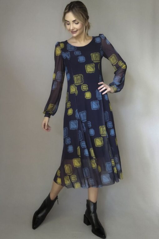 Vestido de tule midi com nesgas /433VLP257
