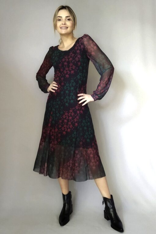 Vestido de tule midi com nesgas /433VLP292