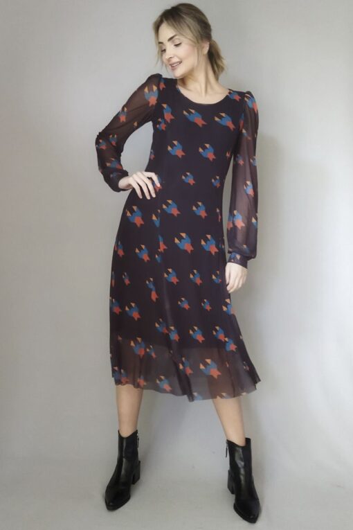 Vestido de tule midi com nesgas /433VLP301