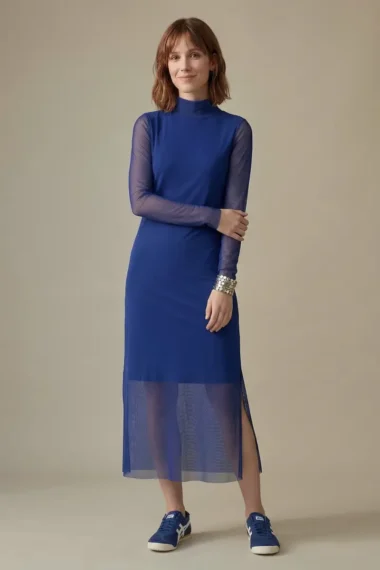 Vestido de tule midi com fendas laterais /453ROY