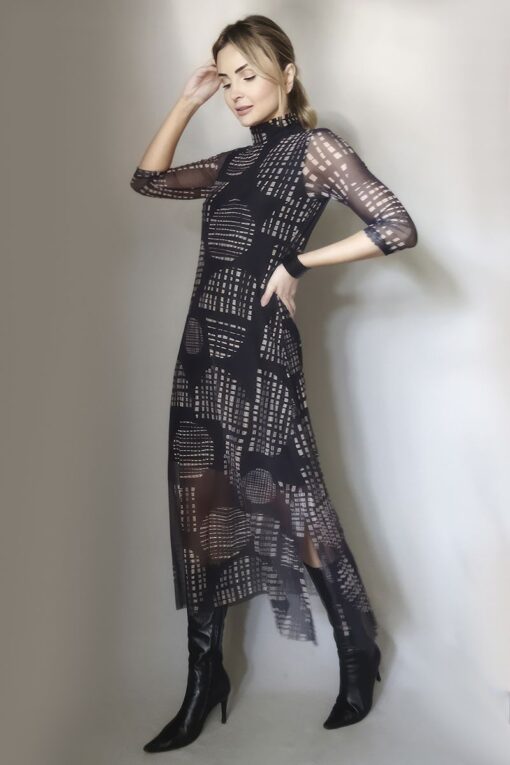 Vestido de tule midi com fendas laterais /453VGR223